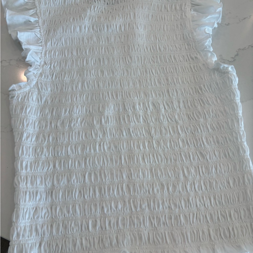 White Ruffled Sleeveless Top - Picture 2 of 3